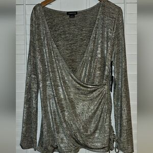 Women's Long Sleeve Metallic Grey blouse from Nordstrom